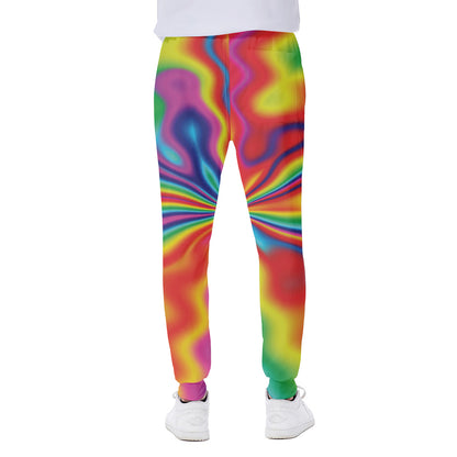 Rainbow Psychedelic Print Scuba Joggers