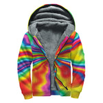 Rainbow Psychedelic Print Sherpa Lined Zip Up Hoodie