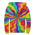 Rainbow Psychedelic Print Sherpa Lined Zip Up Hoodie
