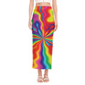 Rainbow Psychedelic Print Side Slit Maxi Skirt