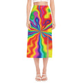 Rainbow Psychedelic Print Side Slit Midi Skirt