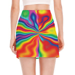 Rainbow Psychedelic Print Side Slit Mini Skirt