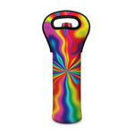 Rainbow Psychedelic Print Single Neoprene Wine Tote