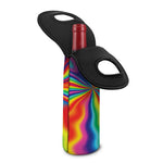 Rainbow Psychedelic Print Single Neoprene Wine Tote