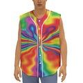 Rainbow Psychedelic Print Sleeveless Baseball Jersey