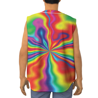 Rainbow Psychedelic Print Sleeveless Baseball Jersey