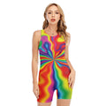 Rainbow Psychedelic Print Sleeveless One Piece Swimsuit