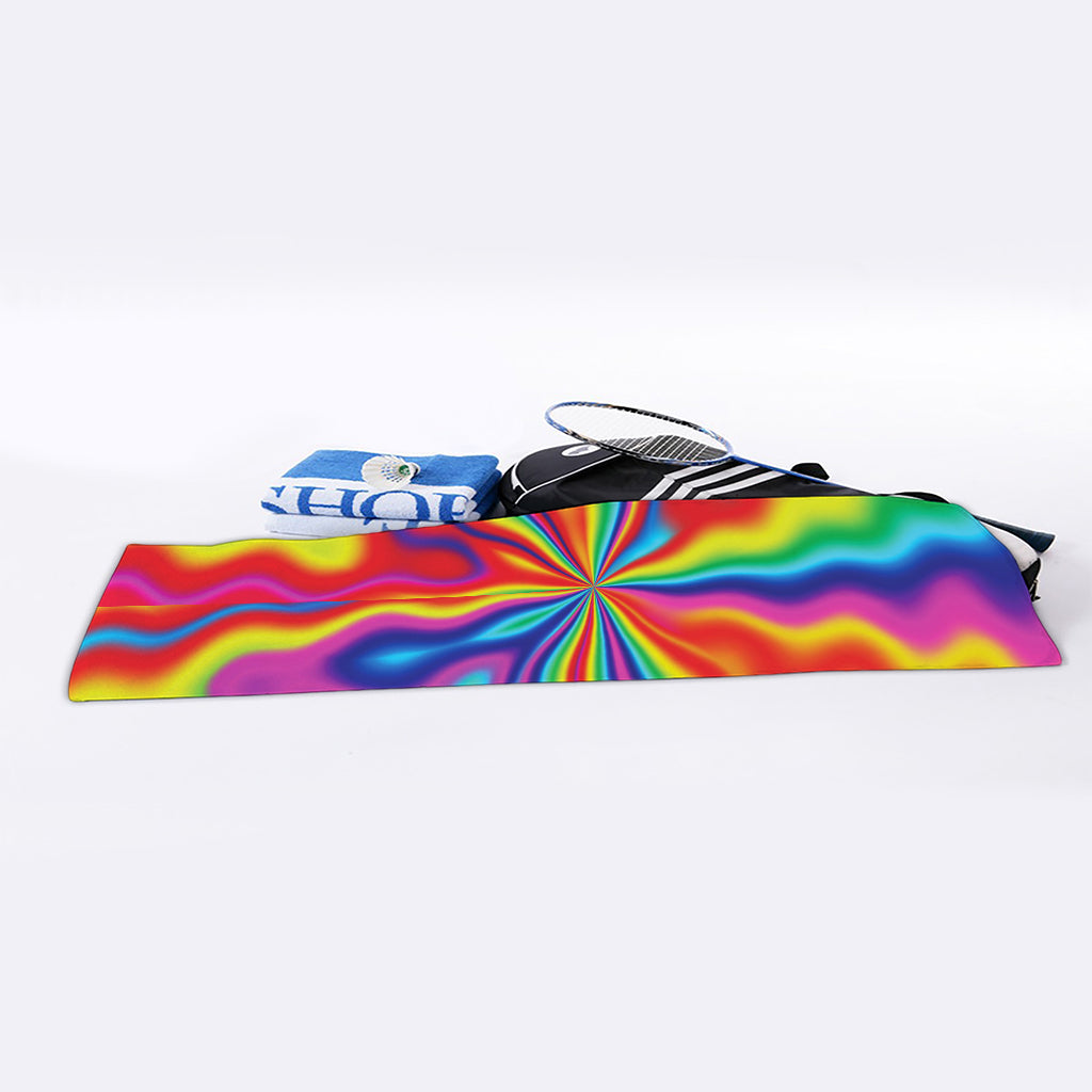 Rainbow Psychedelic Print Sports Towel