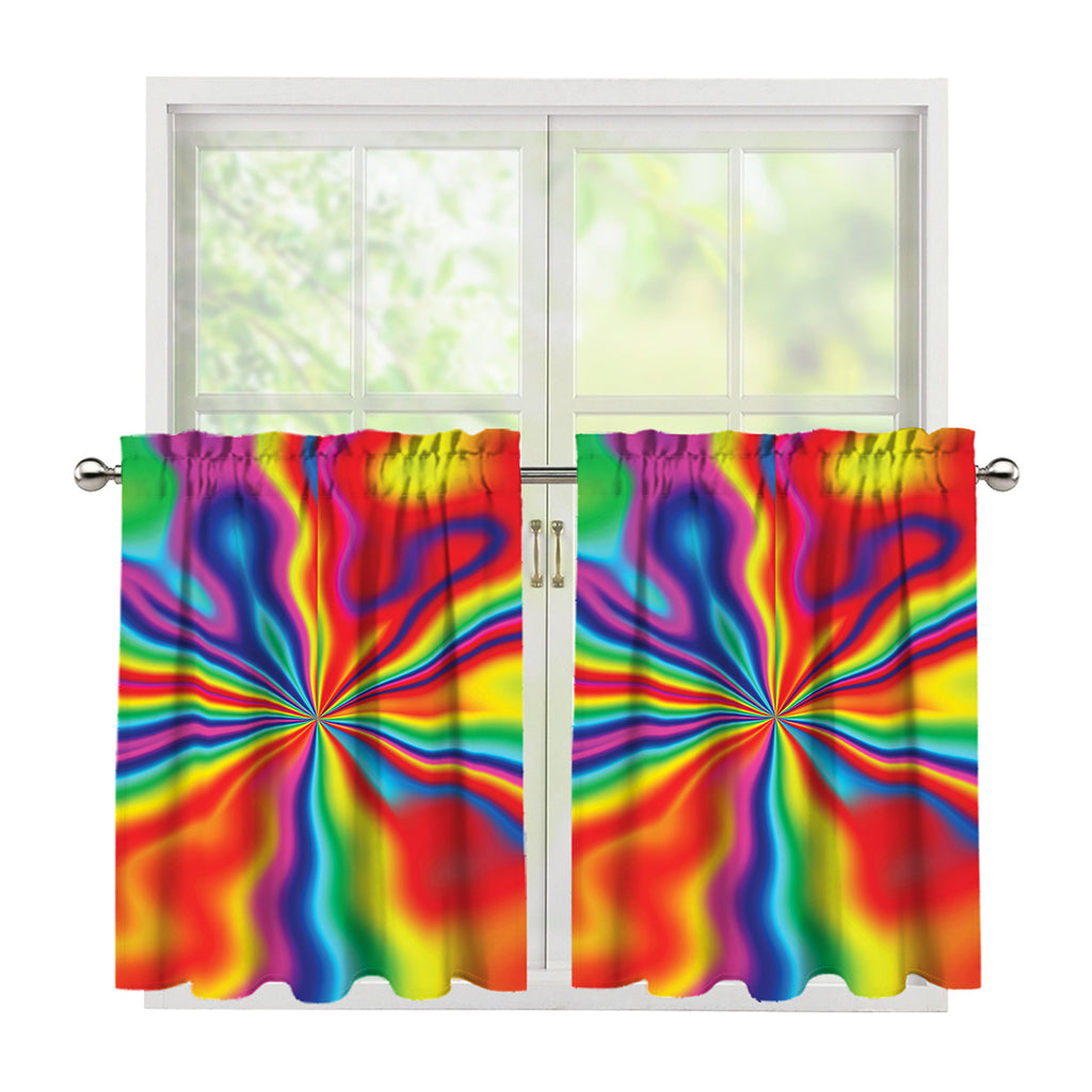 Rainbow Psychedelic Print Tier Curtains