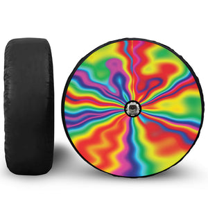 Rainbow Psychedelic Print Tire Cover With Camera Hole