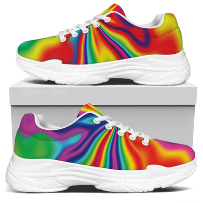 Rainbow Psychedelic Print White Chunky Shoes