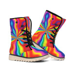 Rainbow Psychedelic Print Winter Boots