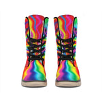 Rainbow Psychedelic Print Winter Boots