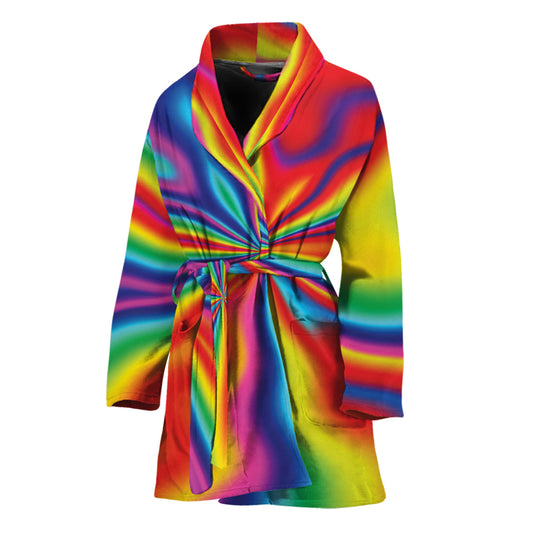Rainbow Psychedelic Print Women's Bathrobe