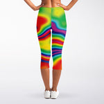 Rainbow Psychedelic Print Women's Capri Leggings