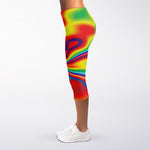 Rainbow Psychedelic Print Women's Capri Leggings