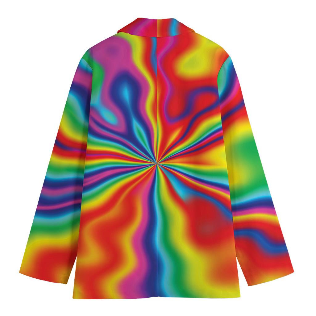 Rainbow Psychedelic Print Women's Cotton Blazer