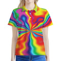 Rainbow Psychedelic Print Women's Polo Shirt