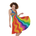 Rainbow Psychedelic Print Women's Sleeveless Dress