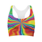 Rainbow Psychedelic Print Women's Sports Bra
