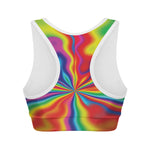 Rainbow Psychedelic Print Women's Sports Bra