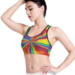 Rainbow Psychedelic Print Women's Sports Bra