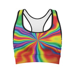 Rainbow Psychedelic Print Women's Sports Bra