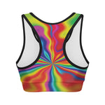 Rainbow Psychedelic Print Women's Sports Bra