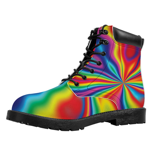 Rainbow Psychedelic Print Work Boots