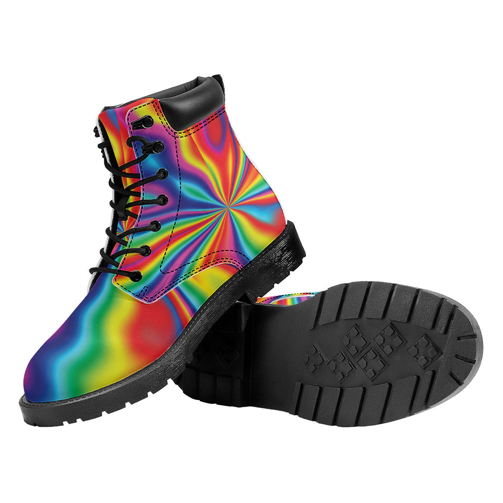 Rainbow Psychedelic Print Work Boots