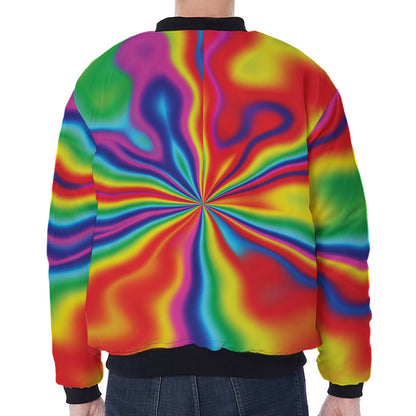 Rainbow Psychedelic Print Zip Sleeve Bomber Jacket