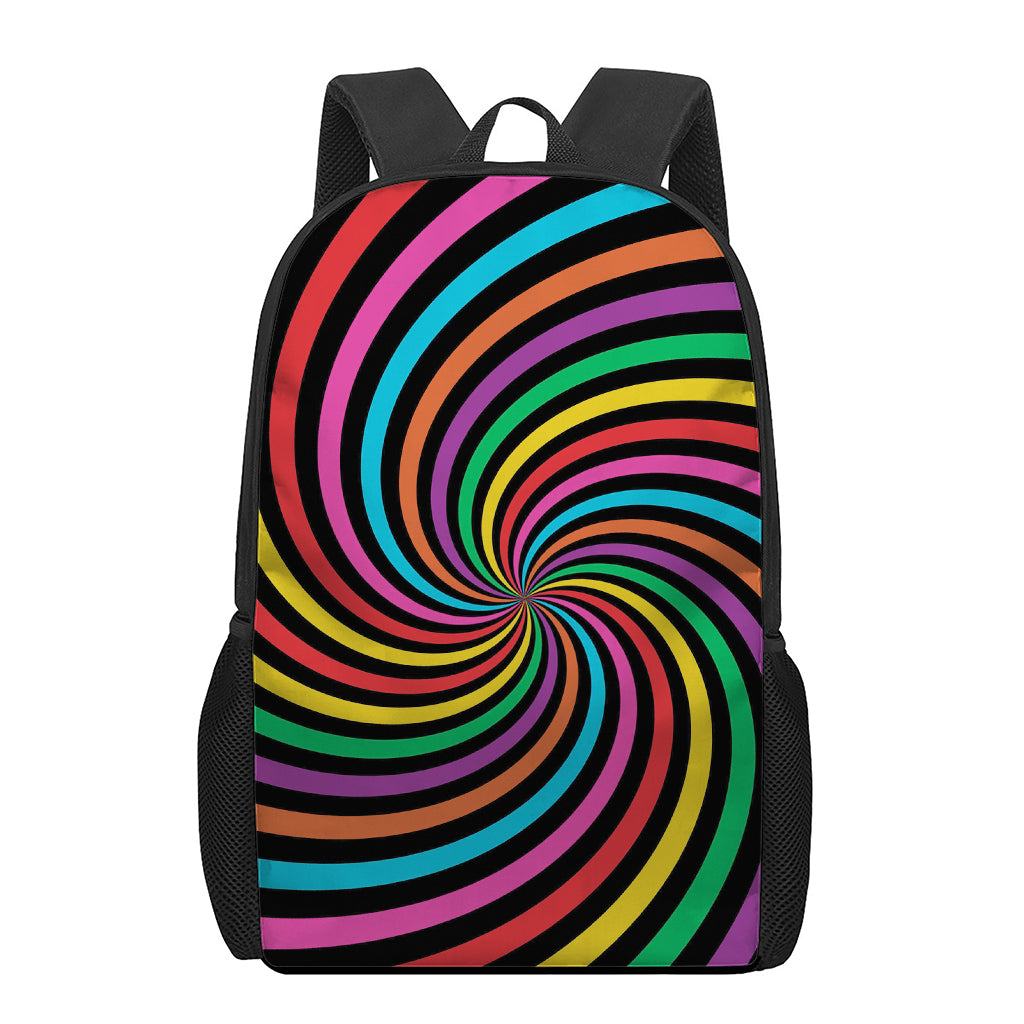 Rainbow Psychedelic Swirl Print 17 Inch Backpack