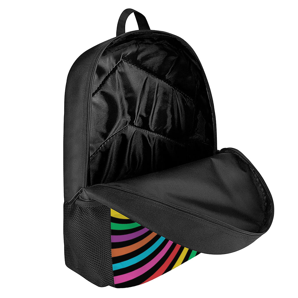 Rainbow Psychedelic Swirl Print 17 Inch Backpack