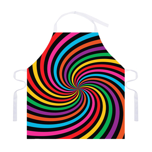 Rainbow Psychedelic Swirl Print Adjustable Apron