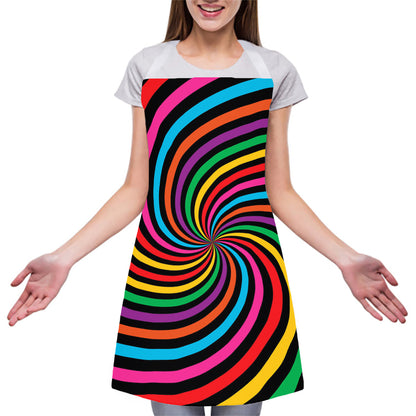 Rainbow Psychedelic Swirl Print Adjustable Apron