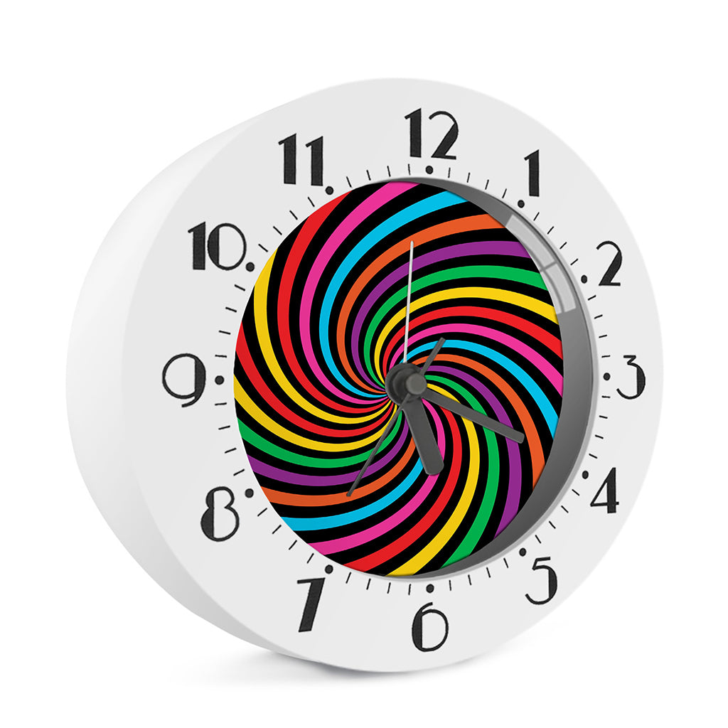 Rainbow Psychedelic Swirl Print Alarm Clock