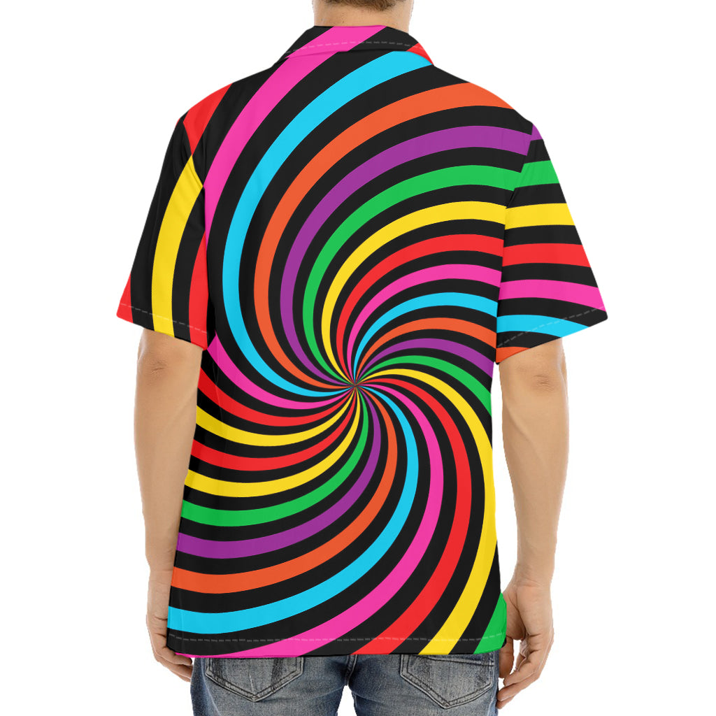 Rainbow Psychedelic Swirl Print Aloha Shirt