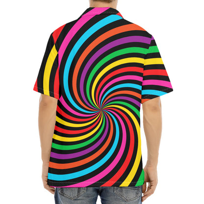 Rainbow Psychedelic Swirl Print Aloha Shirt