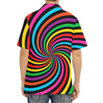 Rainbow Psychedelic Swirl Print Aloha Shirt
