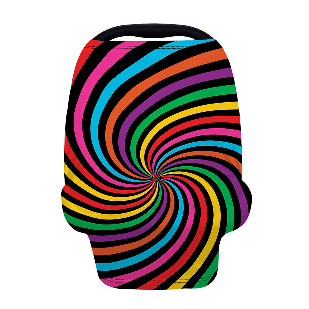 Rainbow Psychedelic Swirl Print Baby Seat Cover