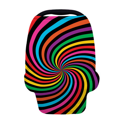 Rainbow Psychedelic Swirl Print Baby Seat Cover