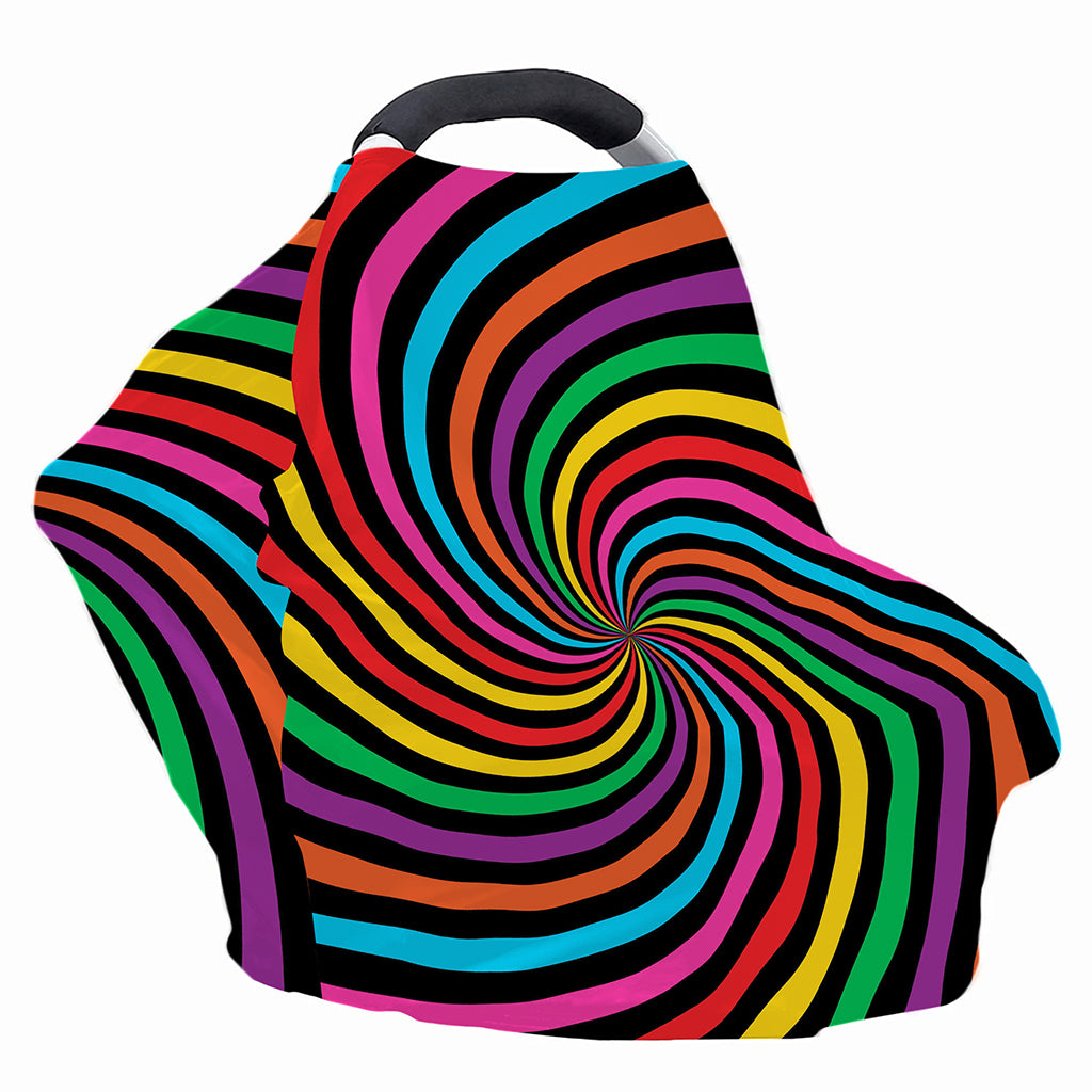 Rainbow Psychedelic Swirl Print Baby Seat Cover