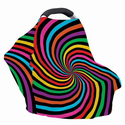 Rainbow Psychedelic Swirl Print Baby Seat Cover