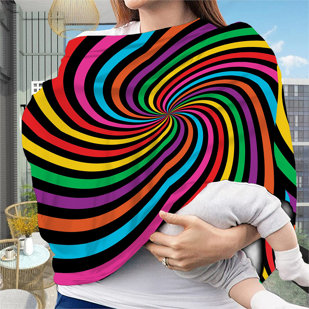 Rainbow Psychedelic Swirl Print Baby Seat Cover