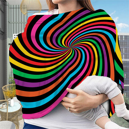 Rainbow Psychedelic Swirl Print Baby Seat Cover