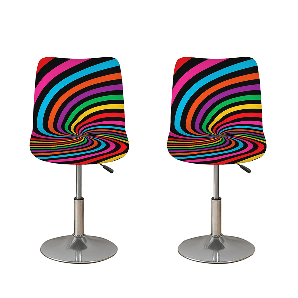 Rainbow Psychedelic Swirl Print Bar Stool Covers