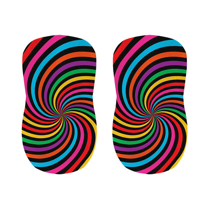 Rainbow Psychedelic Swirl Print Bar Stool Covers