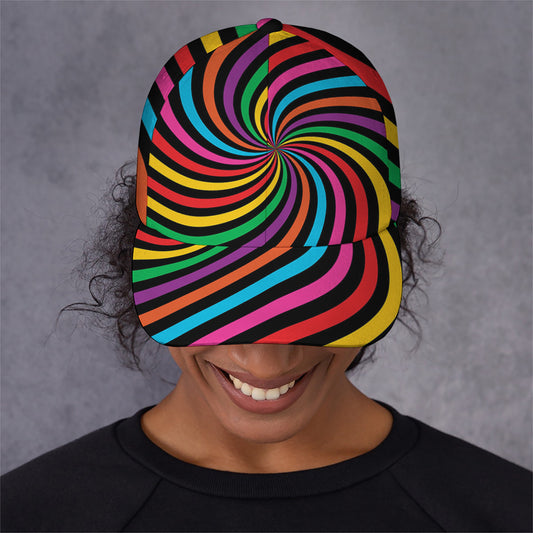 Rainbow Psychedelic Swirl Print Baseball Cap