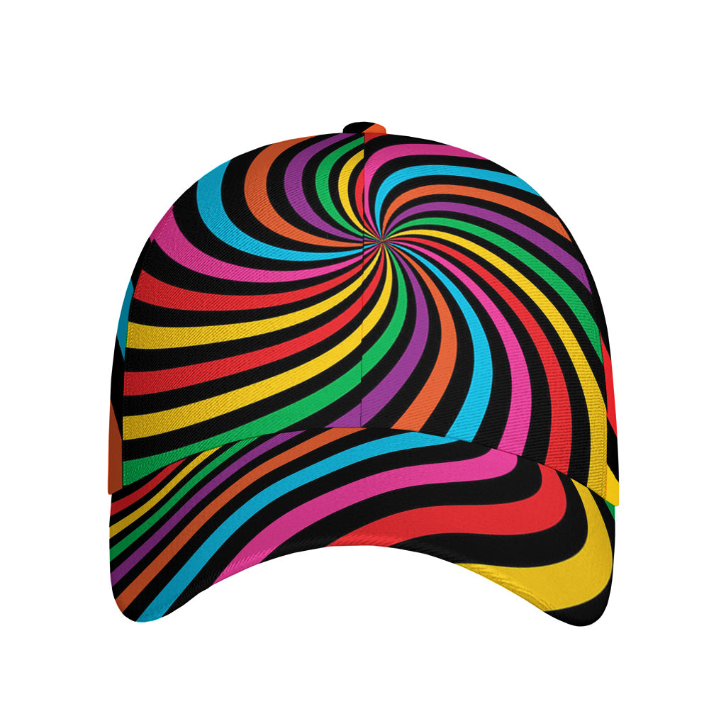 Rainbow Psychedelic Swirl Print Baseball Cap