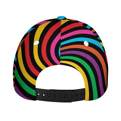 Rainbow Psychedelic Swirl Print Baseball Cap
